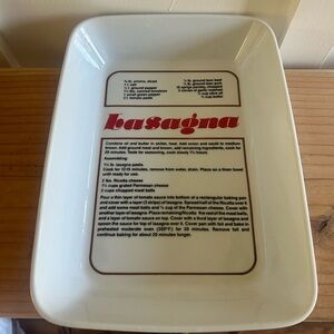 Vintage Graphic Gourmet Lasagna Baking Dish Recipe